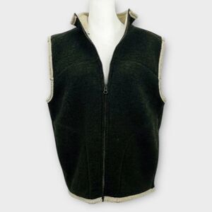 Woolrich Knit Fleece Lined Full Zip Vest in Green Women’s Size L